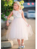 Lace Tulle Flower Girl Dress With Rhinestone Belt Lace Tulle Flower Girl Dress With Rhinestone Belt